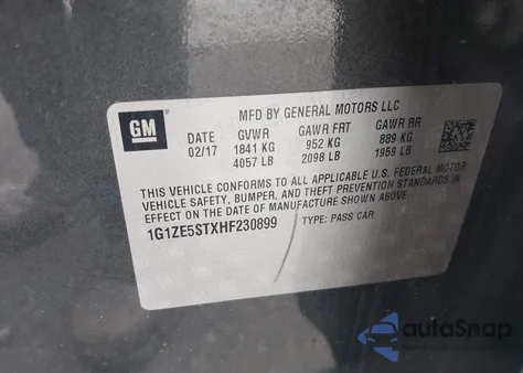 2017 Chevrolet Malibu 1Lt from USA, damaged, VIN 1G1ZE5STXHF230899